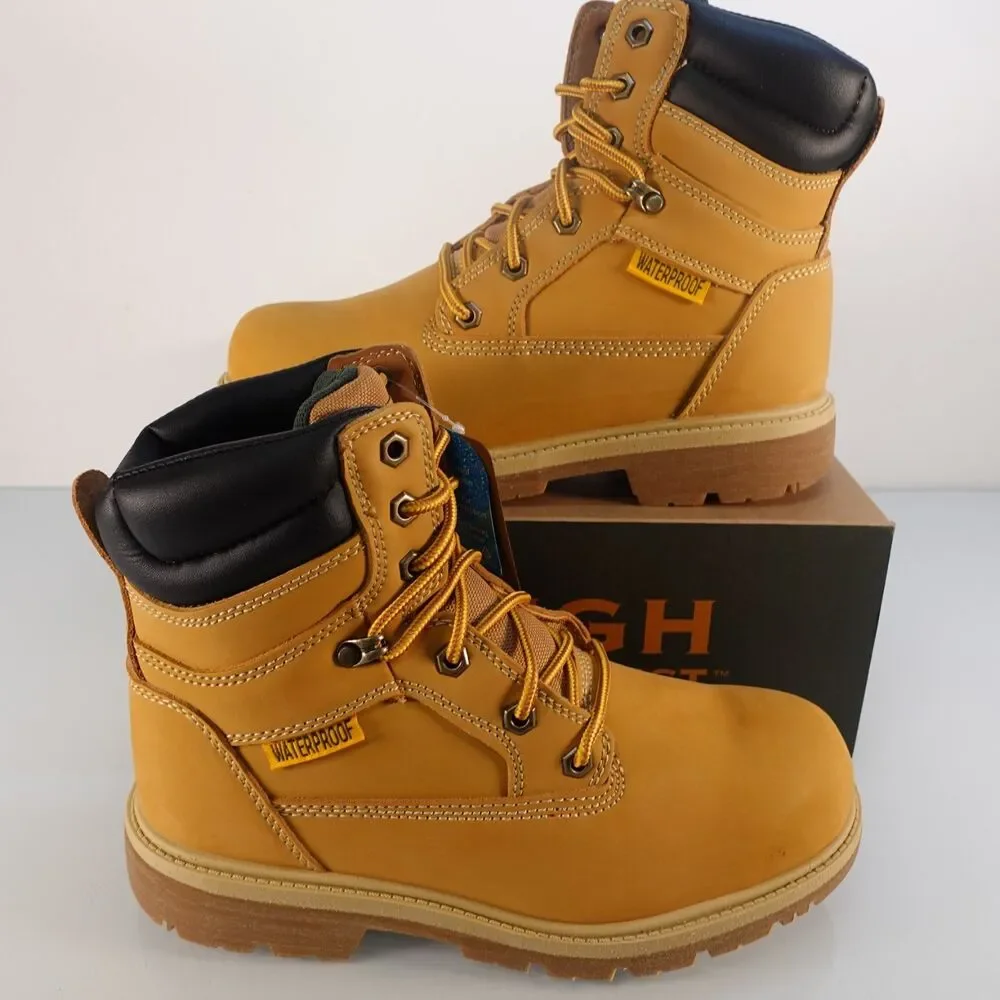 Brahma Men's Brown Hi-Top Defender Waterproof Leather Work Boots Size 8.5 XW